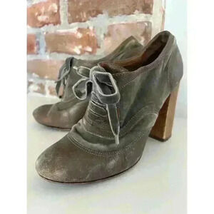 Vintage Juicy Couture Platform Heels Shoes Leather‎ Velvet Wood Women’s 8.5